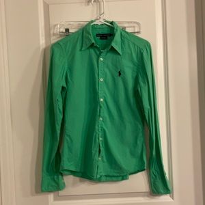 Bright green women's Ralph Lauren dress shirt